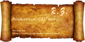 Roskovics Zádor névjegykártya